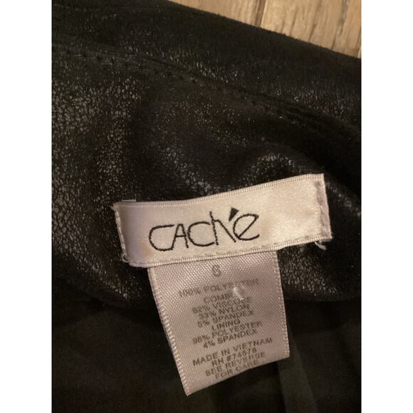 Cache open front cardigan jacket duster Faux Suede Soft Motto Black Zipper 6 - Picture 9 of 10